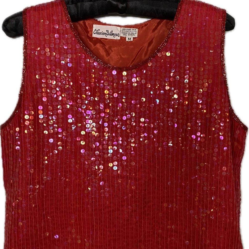 Vintage Silk sequin/beaded Tank